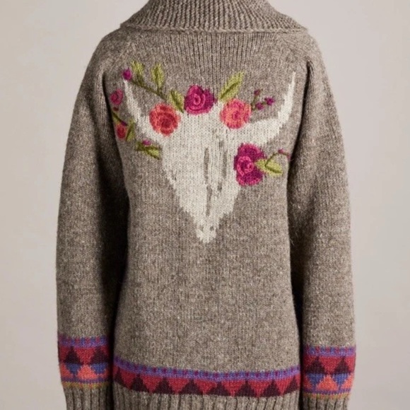 Cozy Sundance Lost Horizons Celia Rose Cardi Sweater, Hand-Knit Fleece Lined S/M - Picture 2 of 12